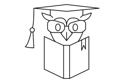 Owl book icon, outline style