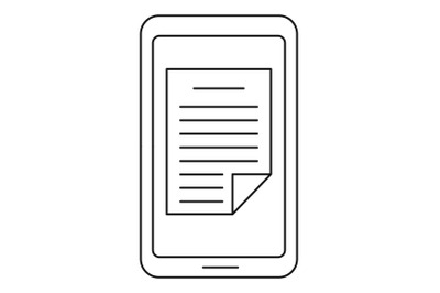 Smartphone document icon, outline style