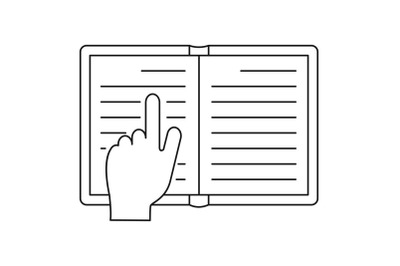 Read book icon, outline style