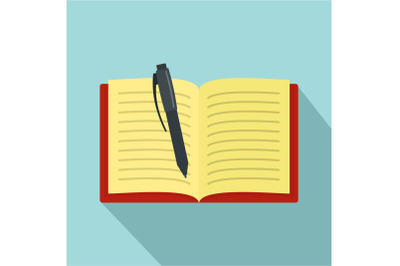 Open notebook icon, flat style