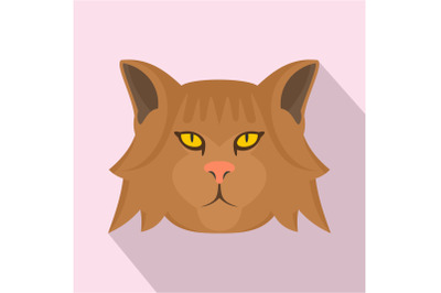 Fashion head cat icon, flat style