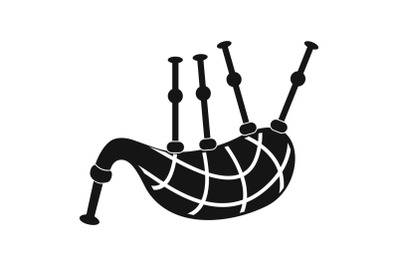 Stripped bagpipes icon, simple style