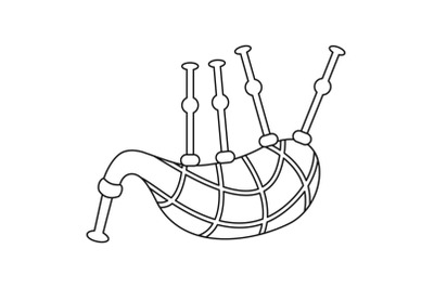 Stripped bagpipes icon, outline style