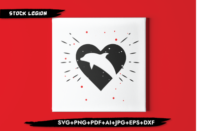 Heart Dolphin SVG