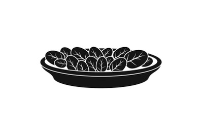 Spinach on plate icon, simple style