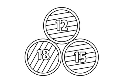 Group wood barrel icon, outline style