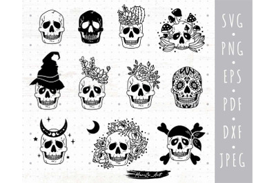 Mystical floral skull SVG bundle