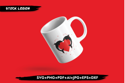 Dolphin Red Heart SVG