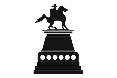 Horse statue icon, simple style