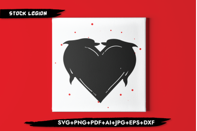 Dolphins Black heart SVG