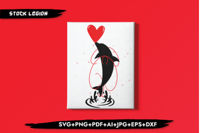 Dolphin Heart On Nose SVG