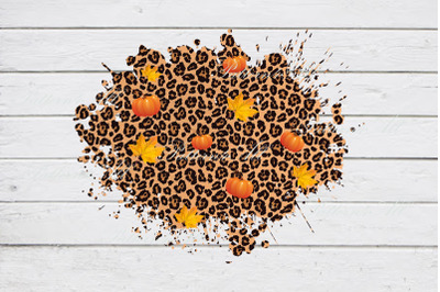 PNG Autumn Design, Fall leaf, pumpkin, Cheetah Sploches Sublimation De