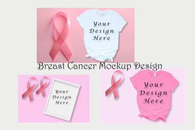 Breast Cancer Mockups Bundle,Breast Cancer Awareness, Pink Ribbon Back
