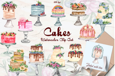 Cakes Watercolor Set