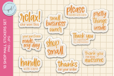 10 Shop Mall Stickers Set