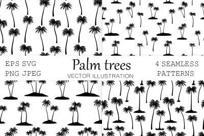 Palm silhouettes pattern. Palm SVG. Palm graphic. Black palm