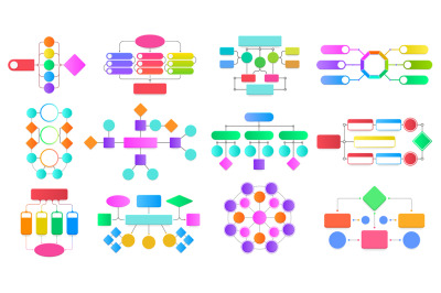 Flowchart infographic diagrams. Block flowchart diagrams, work process