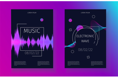 Sound waves banner set. Music soundtrack electronic vibration. Futuris