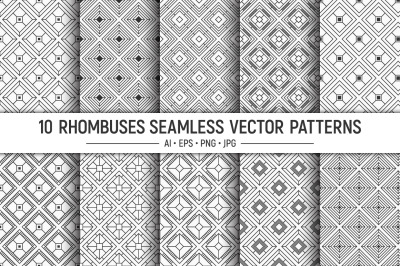 10 rhombuses seamless patterns