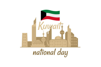 National Kuwait day background, flat style