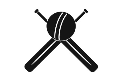 Cricket ball and bats logo, simple style