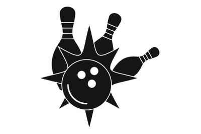 Bowling strike icon, simple style