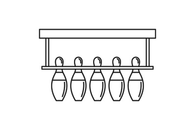 Bowling pins ready icon, outline style