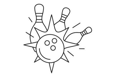 Bowling strike icon, outline style
