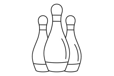 Bowling set pins icon, outline style
