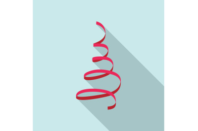 Red festive ribbon icon, flat style