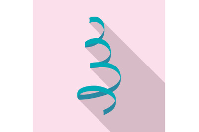Curly party ribbon icon, flat style