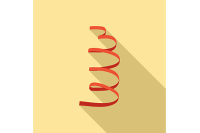 Orange curly ribbon icon, flat style