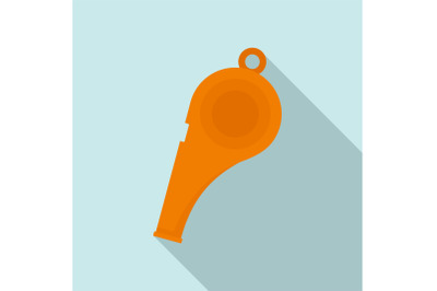 Orange whistle icon, flat style