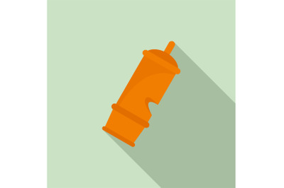 Retro whistle icon, flat style