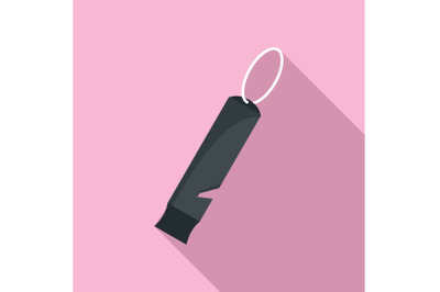 Black whistle icon, flat style