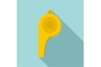 Whistle referee icon, flat style