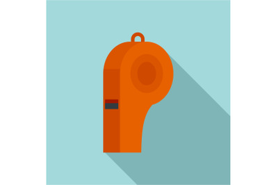 Red whistle icon, flat style