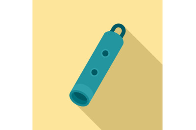 Blue whistle icon, flat style