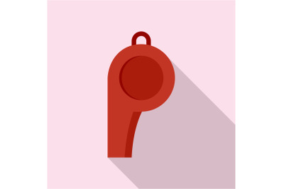Sport whistle icon, flat style