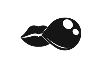 Lips make gum balloon icon, simple style