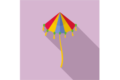 Rainbow kite icon, flat style