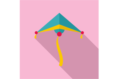 Sky blue kite icon, flat style