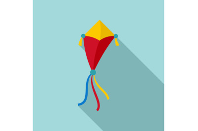 Ribbon kite icon, flat style