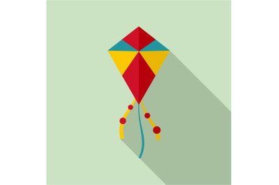 Summer kite icon, flat style