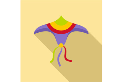 Wind kite icon, flat style