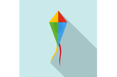 Cute kite icon, flat style