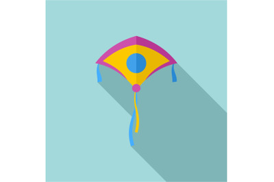 Childhood kite icon, flat style