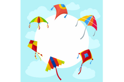 Kites in the sky background, flat style