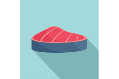 Piece of tuna icon, flat style