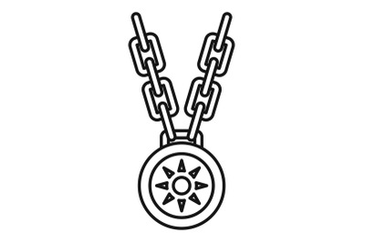 Necklace medallion icon, outline style